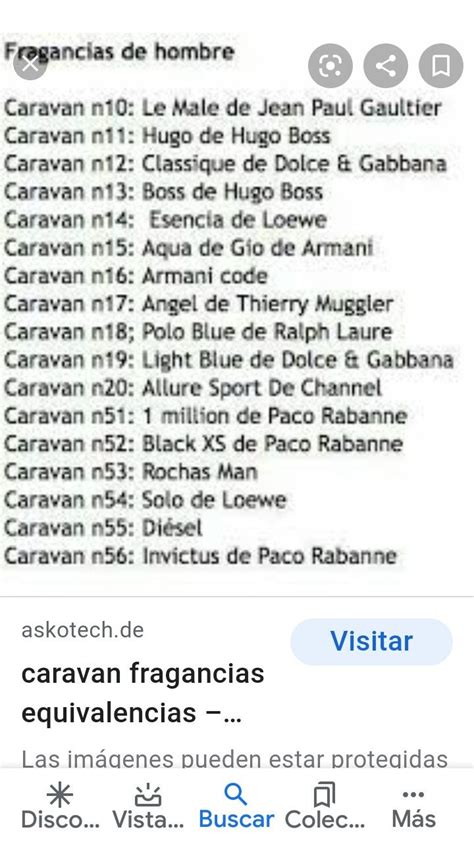 tabla equivalencias caravan hombre